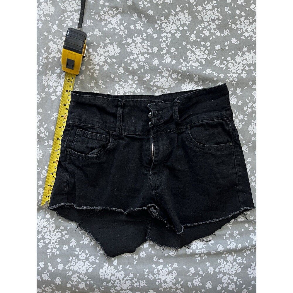 Be-Lux Black Denim Jorts High Waisted Cut Off Jean Shorts Y2K Style Crop 9/10